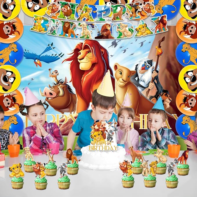 42Pack Lion-king Party Supplies Kit Set Include Banner ,Cake Topper ,Backdrop ,Balloons for Lion-king Party Decorations (YE2)