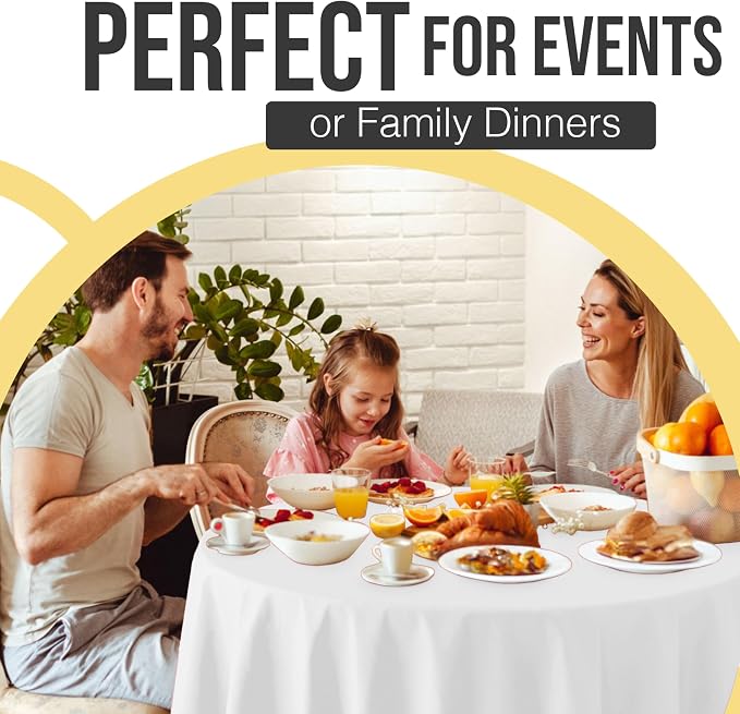 Party Solids White Round Tablecloths Plastic Table Cloth Disposable 48 Pack 84" Inch Round Table Cloth Disposable White Tablecloths Plastic Tablecloth Indoor/Outdoor Tablecloth Party Supplies