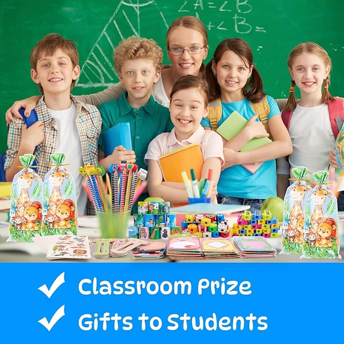 ANPHILE Return Gifts for Birthday Party, 24 Pack Stationery Birthday Goodie Bags with Pencils Erasers Stickers School Classroom Gifts for Students Classroom Gifts Rewards Prizes