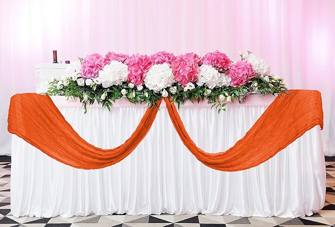 24 Pack Cheesecloth Table Runner 20 x 120 inch Cheese Cloth Table Runner Bulk,Romantic Boho Sheer Gauze Fabric Table Runners for Wedding Reception,Party,Bridal Shower Table Decor(Orange)