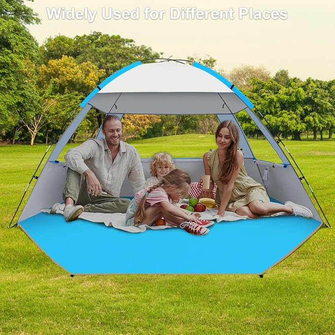 Gorich Beach Tent Sun Shelter for 3/4/6/8/10 Person with UPF 50＋ UV Protection, Lightweight & Easy Setup Beach Shade Canopy, Portable Beach Shade Tent Beach Cabana