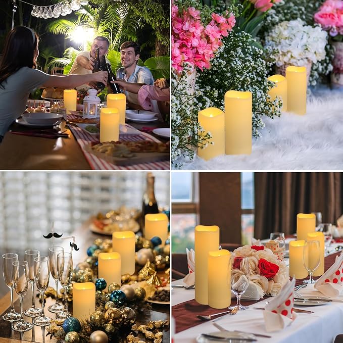 fclayvts 24-Pack LED Flameless Candles with Remote Control -Flickering Electric Candles- Timer Candles -3D Flame, for Halloween Christmas Parties,Wedding,Home,Gift and Special Occasions(Three Sizes)