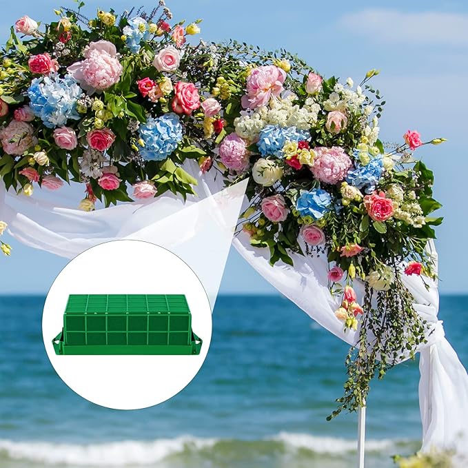 Hahood 4 Packs Floral Foam Cage Rectangle Flower Cage Holders with Floral Foam Flower Arrangement Supplies for Fresh Flowers, Home Wedding Decorations, 11.8 x 4.3 x 3.1 Inches