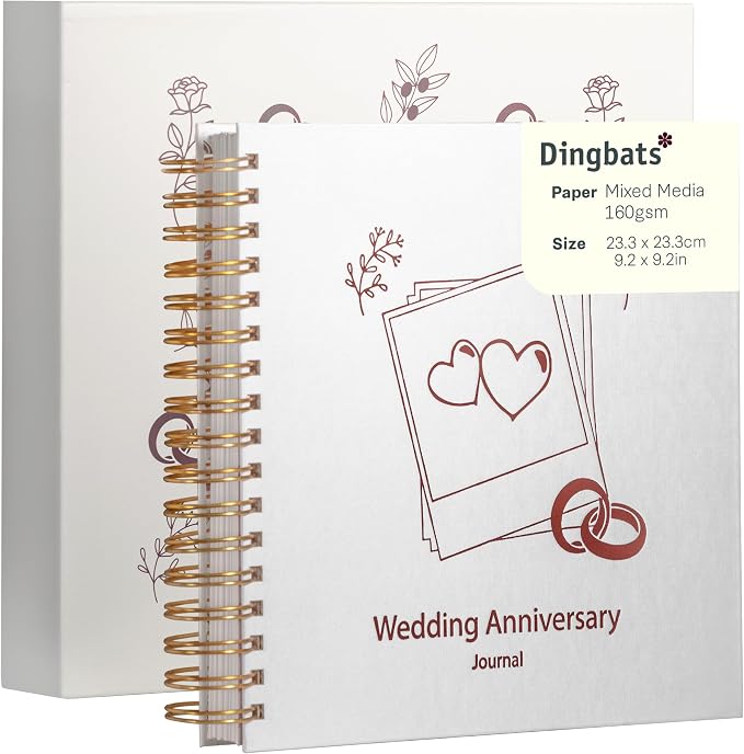 Dingbats* Wedding Anniversary Journal for Couples - Guided Memory Book with Prompts & Envelopes for Love Letters - Thick Paper Spiral Hardcover Marriage Journal Notebook to Record Milestones Each Year