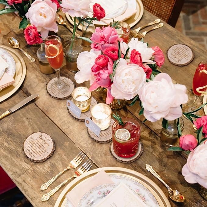 Hushee 200 Pcs Wedding Favors for Guests Natural Cork Coasters Bulk with Organza Bags Rustic Wedding Favors Souvenirs Thank You for Celebrating with Us Return Gifts Bridal Shower Party Decorations