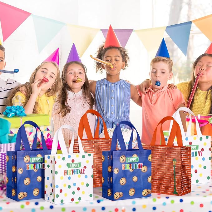 Sweetude 40 Pcs Cartoon Street Gift Party Favor Bags with Handle, Non Woven Goodie Bags Birthday Favor for Birthday Baby Shower Packaging Supplies