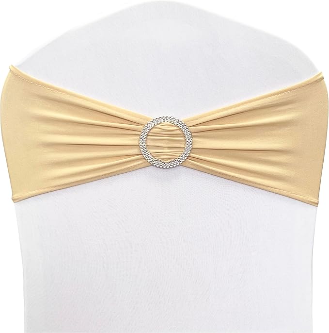 Spandex Chair Sashes Bands 30PCS Stretch Chair Ties Bows with Buckle Slider for Wedding Party Banquet Decoration (Red Champagne)…
