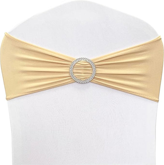 Spandex Chair Sashes Bands 30PCS Stretch Chair Ties Bows with Buckle Slider for Wedding Party Banquet Decoration (Red Champagne)…