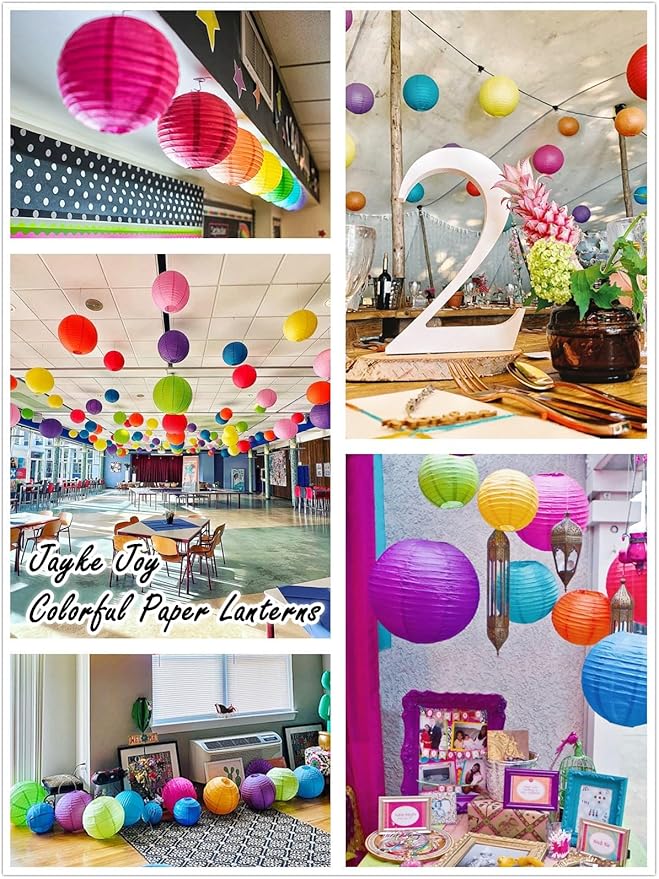 15pcs Colorful Paper Lanterns for Outdoor Indoor Party Decoration (8 inch)