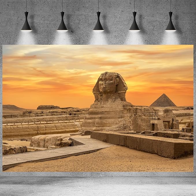 Desert Egyptian Sphinx Pyramid Backdrop Ancient Egypt Scene Photography Background Egyptian Travel Themed Party Decor Supplies Adults Travel Portraits Photo Shoot Studio Props Decors 7x5ft