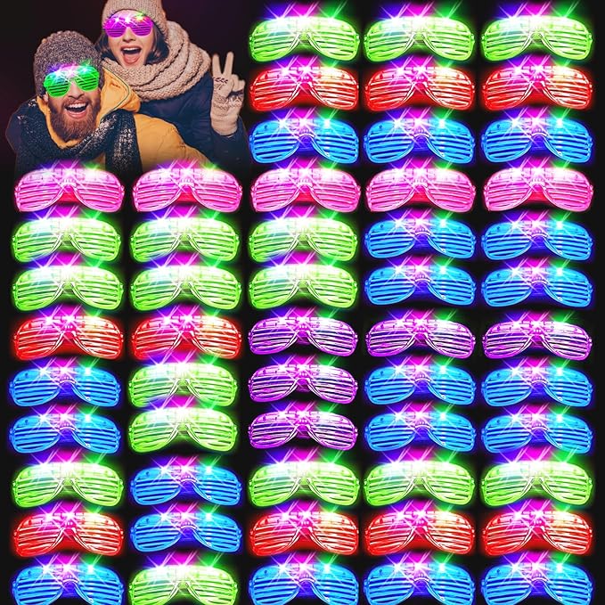 SHQDD 150PCS LED Glasses, Light Up Glasses, 5 Colors, 3 Light Modes, Glow in The Dark Party Supplies, Neon Party Favors for Birthday Gifts, Party Decorations, New Year, Carnival