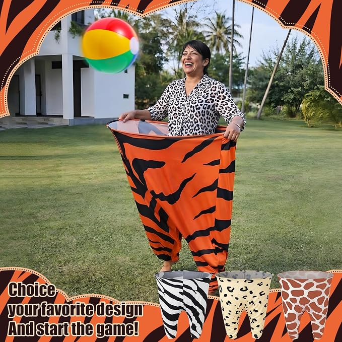 Seematn Granny Pants Yard Game Set of 4 Big Pants and 20 Balls 1 Pump, Granny Pant Outdoor Party Game for Adults Teens Group Family Reunions Backyard Tossing Fun