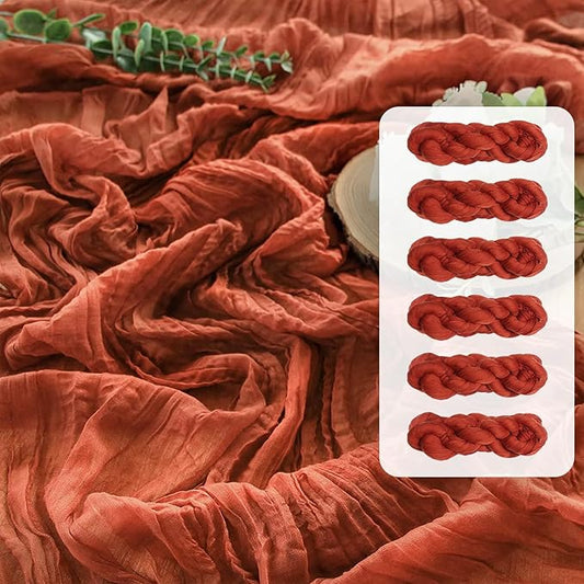 FEXIA 6 Pack Terracotta Table Runner 35x120 Inches Rust Cheesecloth Table Runner Rustic Burnt Orange Gauze for Boho Wedding Decor Reception Bridal Shower Centerpiece Engagement (Terracotta)