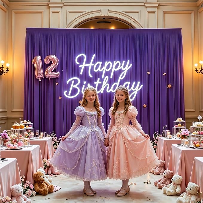 Gallety Lavender Backdrop Curtain for Wedding, Photo Backdrop Curtain for Bridal Shower Decorations - 10FT x 10FT Purple Backdrop Fabric with Rod Pockets for Celebration,Birthday,Girls' Theme Parties