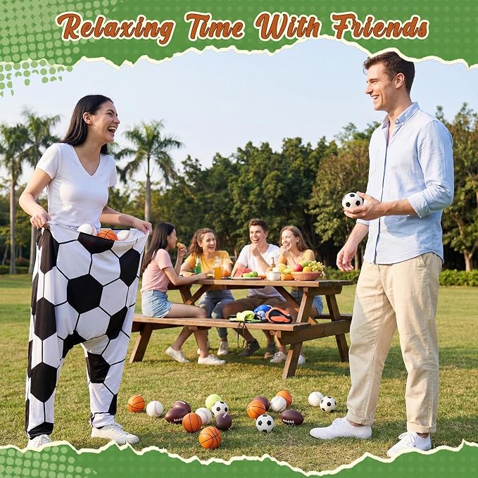 26 Pcs Granny Pants Outdoor Game Set, 4 Giant Pants with 20 Bouncy Balls & 2 Pumps Yard Funny Toss Relay Backyard Game for Adults Family Beach Party Favor
