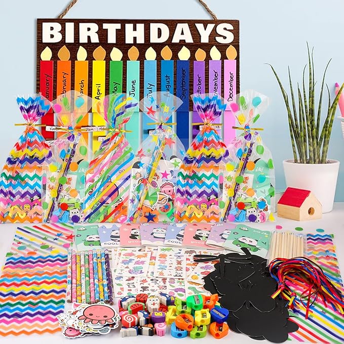Stationery Party Packs, 28 Pack Birthday Goodie Bags for Classroom Return Gifts for Birthday Party Gift for Students from Teacher Class Prizes Rewards