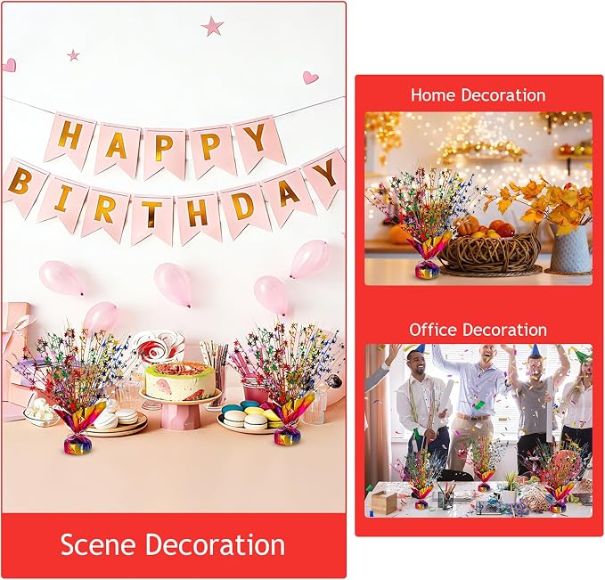 Metallic Star Spray Centerpieces 8 pack for Tables - Bulk 12.4" Foil Fountain Table Decorations for Large Events, Graduation 2026, Wedding Reception (Iridescence)