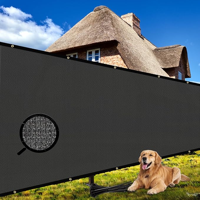 Shade&Beyond 8'x3' Dark Grey Privacy Screen Fence Cover 170 GSM Fencing Mesh Fence Panel for Wall Garden Yard Backyard Indoor Outdoor Home Decoration