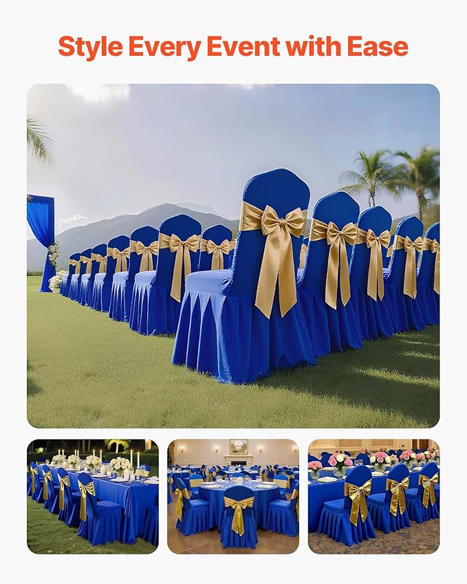 VEVOR Chair Covers, Polyester Spandex Chair Cover, Stretch Slipcovers for Wedding Party Dining Banquet Flat-Front Chair Covers (Royal Blue-d, 30PCS)