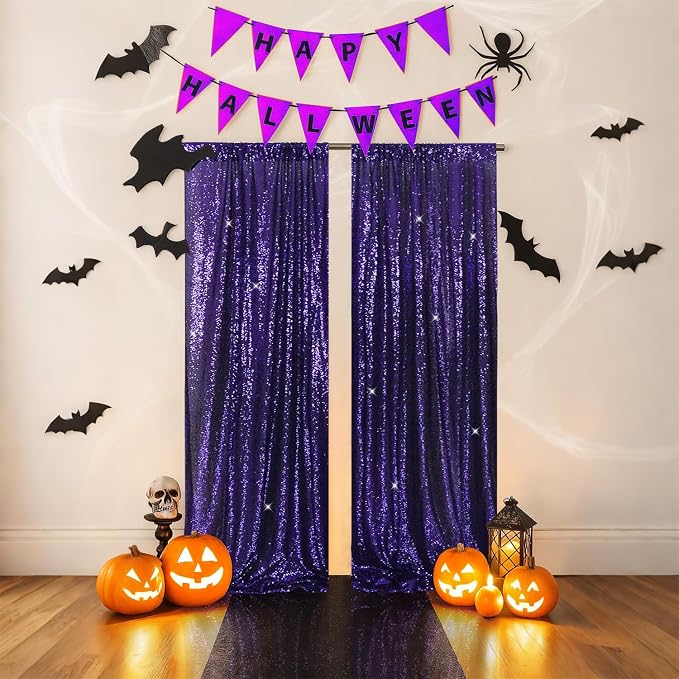 PartyDelight Sequin Backdrop Curtains 2x8ft 2 Panels | 3mm stitched sequin curtain with 4 inch rod pocket for 2x8ft 2 panel doorway window side drape narrow photo booth strip