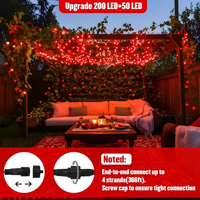 JMEXSUSS 250 LED Christmas Lights Outdoor Waterproof with 8 Modes, 91.5ft Expandable Red String Lights Indoor for Halloween Tree Patio Garden Party Holiday Decorations