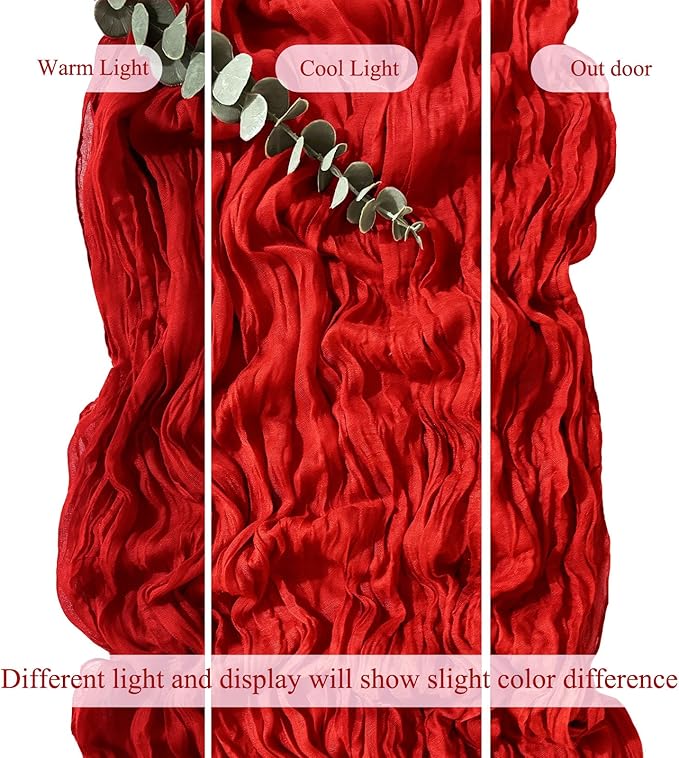 6Pack Red Cheesecloth Table Runner 10Ft Gauze Table Runner Red Cheese Cloth Table Runners Long Sheer Fabric Tablerunners for Wedding Party Bridal Shower Thanksgiving Christmas
