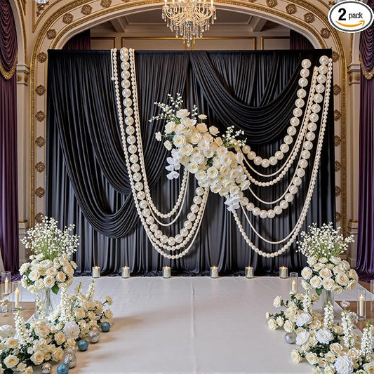 Black Wrinkle Free Black Backdrop Curtains for Parties, Thick Fabric Photo Backdrop Drapes for Birthday Wedding Baby Shower Party Photography Background Backdrop, 10ft x 7ft