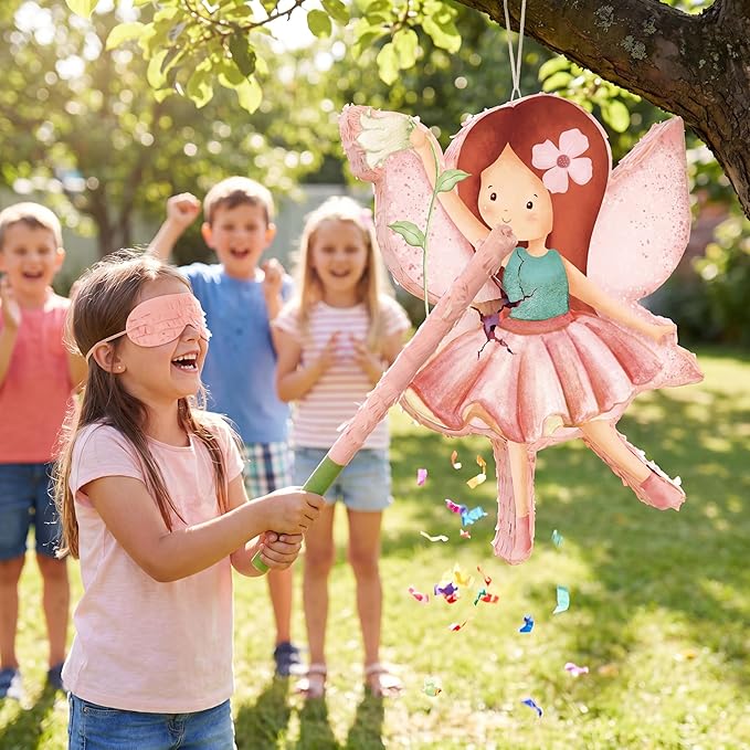 Blosssound Piñata Party Decorations Supplies Piñata Set with Stick Blindfold for Theme Birthday Baby Shower Celebration Decorations(Fairy)
