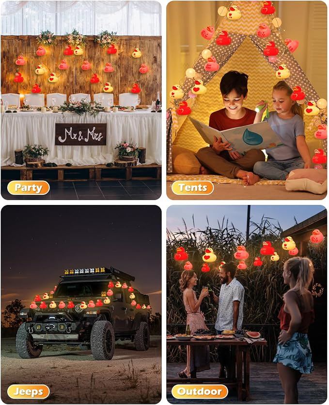 AceList Heart Rubber Ducks String Lights, 20 LED Love Rubber Duck Can Squeezable and Sound-Enabled, Valentine‘s Day Decor for Kids Room, Party, Proposal, Wedding, Nursery
