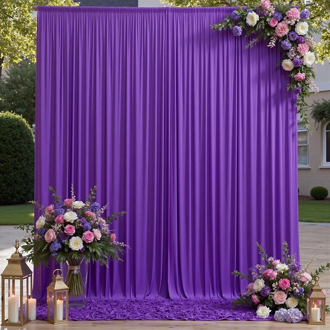 50ftx12ft Purple Backdrop Curtains for Parties, Wrinkle Free Polyester Purple Photo Backdrop Drapes 10 Panels 12 ft Long Back Drop Cloth for Wedding Birthday Photography Background Party