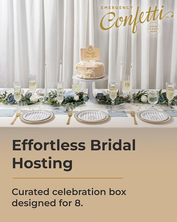 Bridal Wedding Celebration, Stylish Tableware Set for 8 Guests – Blue/Cream