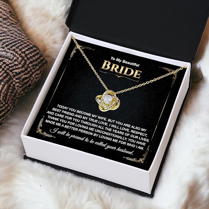 Groom To Bride Necklaces, Groom To Bride Necklace Gifts With Message Card, Groom To Bride Necklace For Wedding Day, To My Bride Necklace, Bridal Shower Necklace Gifts For Bride To Be