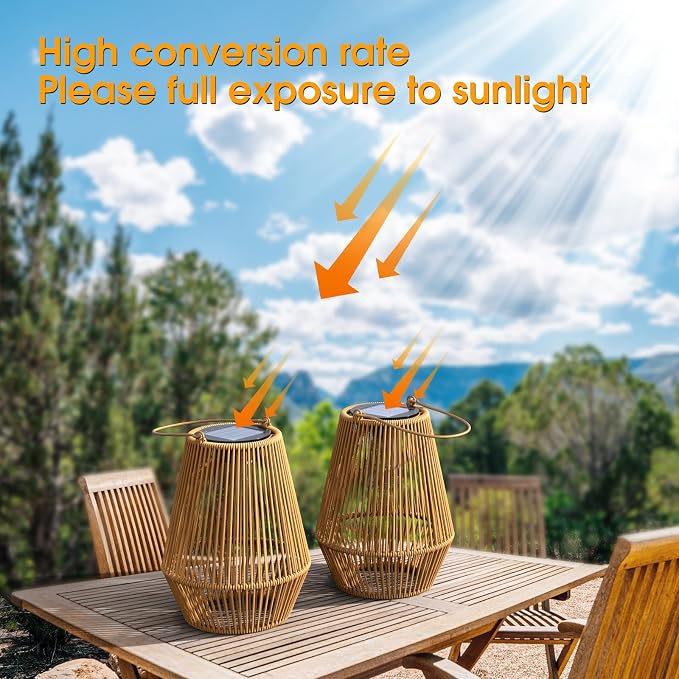 Solar Lanterns Outdoor Waterproof, KagoLing Solar Lanterns Outdoor Gifts for Women Mom Grandma Hanging Solar Lights Outdoor Handwoven Rattan Garden Decor for Outside, Patio, Yard, Porch, Lawn, 4 Pack