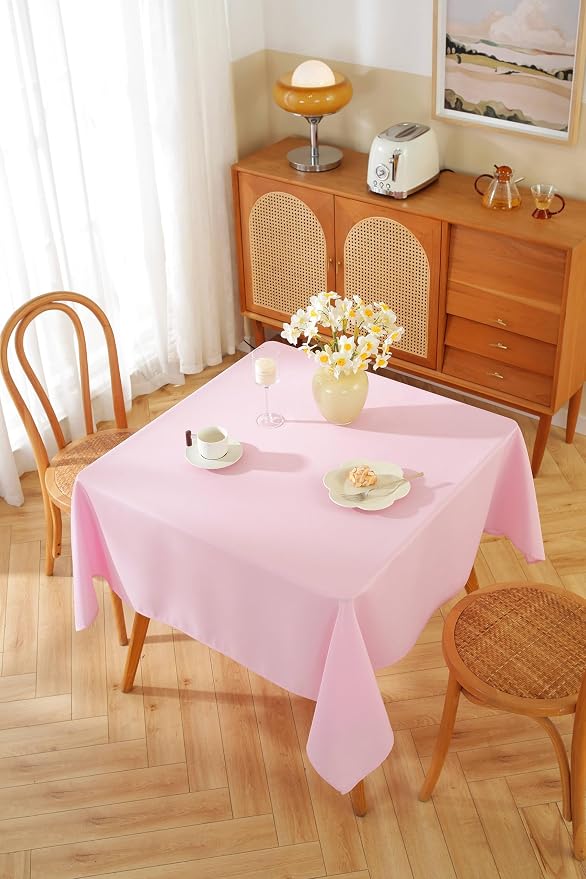 5 Pack Square Tablecloth 70 x 70 Inch Pink Tablecloth, Polyester Fabric Washable Table Cloth for Home, Party, Wedding or Restaurant Use.