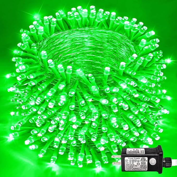 800 LED Green Christmas String Lights, 262 FT Christmas Lights Outdoor Waterproof, Clear Wire 8 Modes Plug in Twinkle Fairy Lights for Indoor Patio Room Tree Party Holiday Decorations