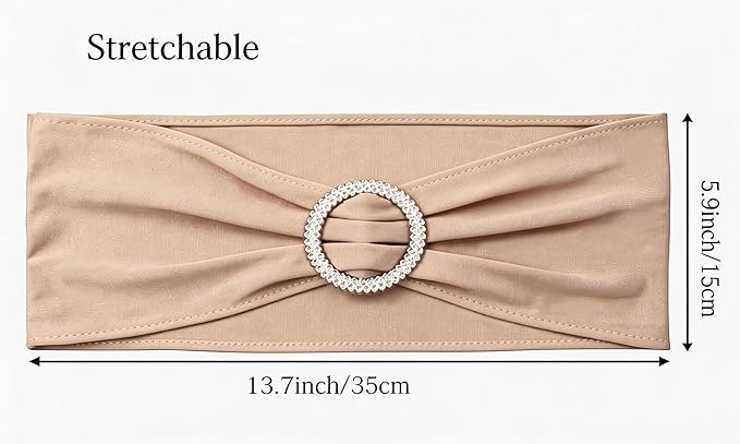 Wedding Nude Chair Sashes 100 Pack Stretch Spandex Chair Bows Bands with Buckles for Party Banquet Birthday Decorations (Nude)