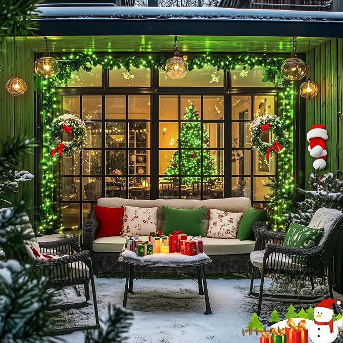JMEXSUSS 2 Pack Solar String Lights Outdoor Waterproof, Total 66 FT 200 LED Solar Christmas Lights Outdoor, Twinkle Light for Christmas Tree Outside Garden Yard Xmas Decor, Green