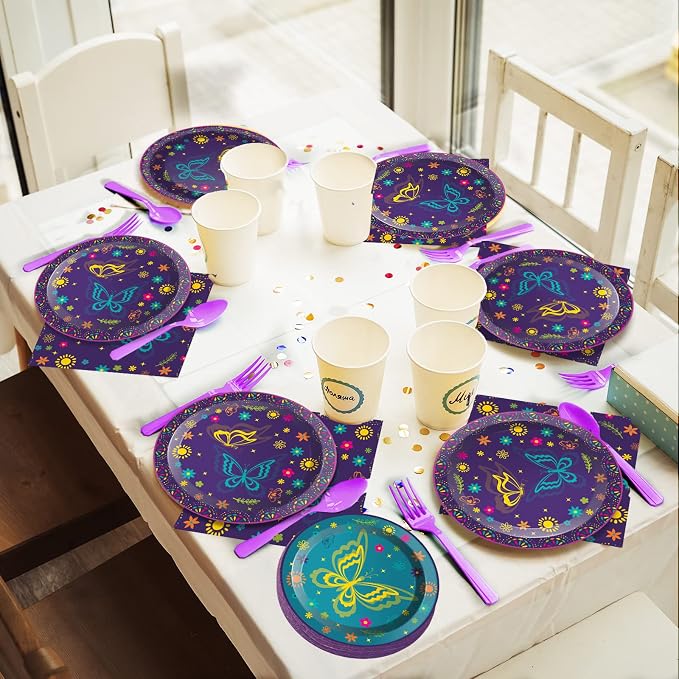 gisgfim 50 Guests Magic Movie Birthday Party Supplies Set Magic Movie Party Decoration Magic Movie Party Tableware Paper Plates Napkins for Boy Girl Birthday 200 PCS