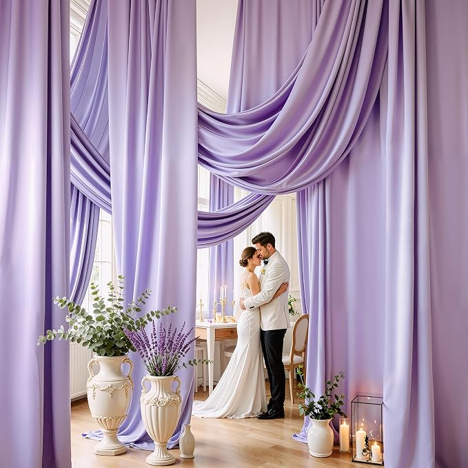 50x20ft Light Purple Ceiling Drapes, 10 Panels 20ft Height Wrinkle-Free Tent Draping Curtains for Wedding Party Tent Canopy Arch Backdrop Decorations