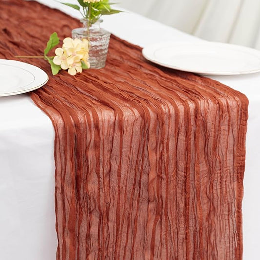 Terracotta Cheesecloth Table Runner 21x120 Inch Gauze Table Runners Reusable Polyester 10ft Boho Rustic Cheese Cloth Table Runner for Wedding Party Baby Shower Birthday