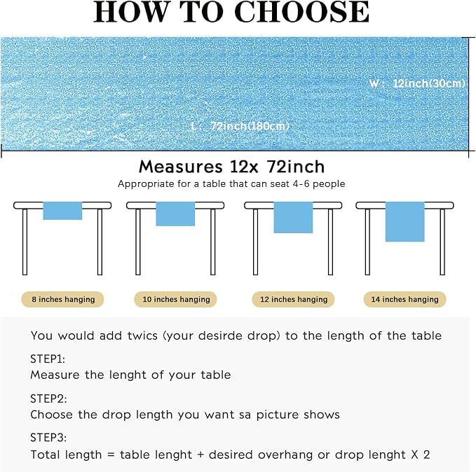 10 Packs 12 x 72 inches Sequin Table Runner, Blue Glitter Table Runner for Birthday Party Supplies Wedding Engagement Baby Shower Holiday Celebration Event Decorations