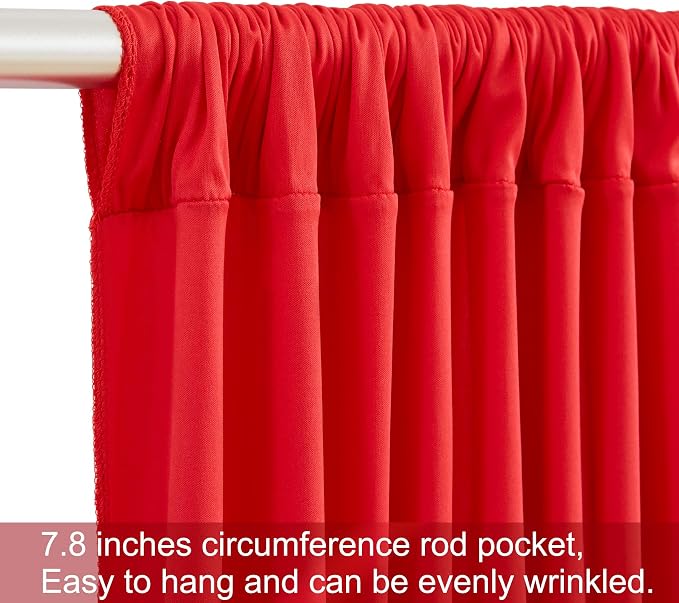 4 Panels Red Backdrop Curtains for Wedding Party Wrinkle Free Backdrops Curtain Drapes Fabric Decorations Photo Back Drop Cloth for Baby Shower Photography Stage Reception 20ft(W) x 12ft(H)