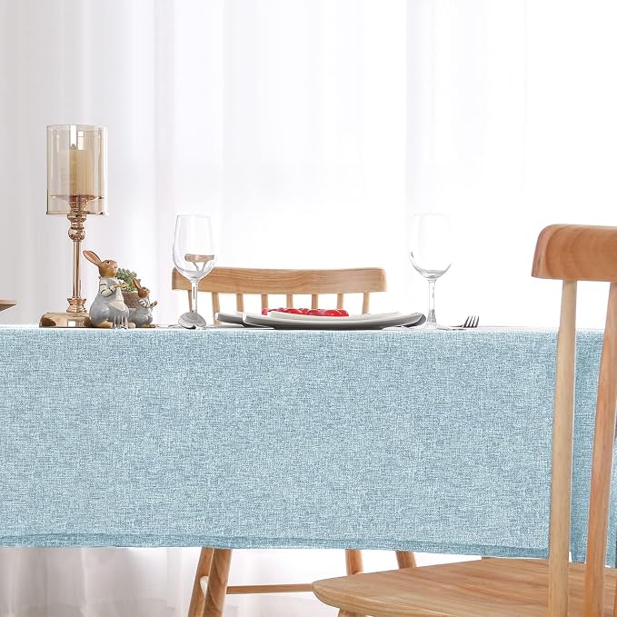 Hiasan 2 Pack Faux Linen Rectangle Tablecloth - Wrinkle and Stain Resistant Washable Table Cloth for Kitchen Dining Room Holiday Table Cover for Party Dinner, Lux Slate Blue, 54 x 108 Inch