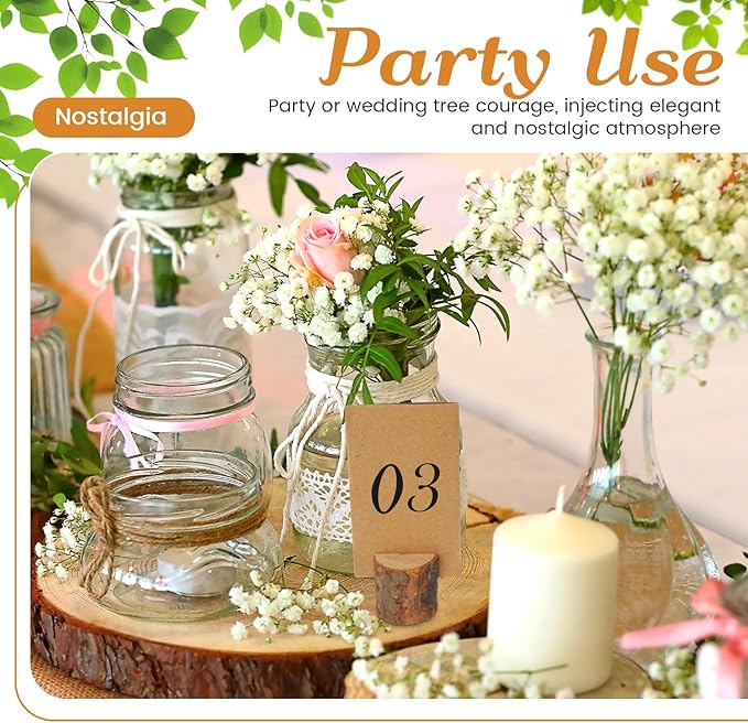 Amyhill Wedding Table Centerpieces 6 Wood Slices 12 Wood Place Card Holders 30 Kraft Place Cards Natural Wooden Table Number Holders Rustic Food Labels Sign Name Card Photo Picture Holder for Party