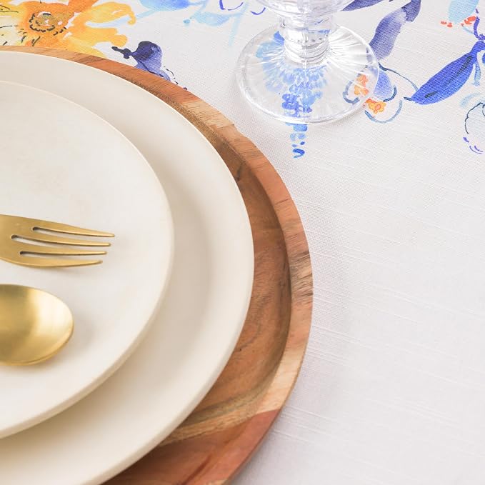 Maison d' Hermine Table Cloth Round Table 100% Cotton 63 Round Inches Tablecloth Reusable Decorative for Dining Kitchen Room Farmhouse Party Home Hotel Restaurant Spring Summer - Girassol