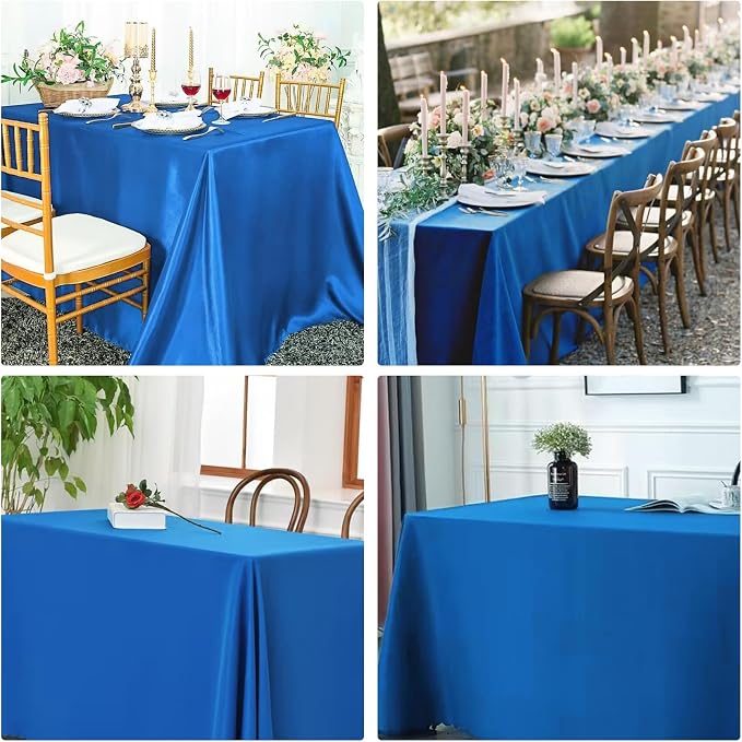 4 Pack Rectangle Tablecloth 60x126 Inch Blue Washable Polyester Table Cover for Wedding Dining Table Buffet Parties Banquet Decoration（Blue）
