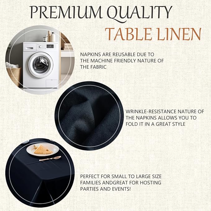 60x102 Table Cloth - 6 Pack Rectangular Black Washable Stain and Wrinkle Resistant Polyester Table Cover for Dining Tables, Various Parties and Camping (Navy Blue)
