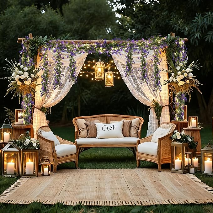 RECUTMS Faux Lighted Mantle Garland Artificial Hanging Greenery Fake Hanging Eucalyptus Leaves Vine with Lights Swag Garland for Indoor Outdoor Wall Party Mantel Wedding Table Arch Decor(Purple)