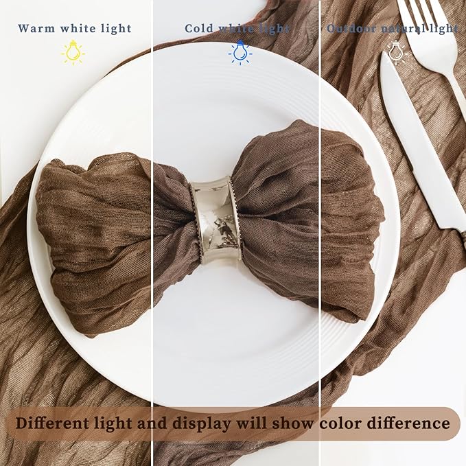 Brown 60 Pack Cheesecloth Napkins Washable 21x21 Inches Brown Cloth Napkins Set of 60 Dinner Table Napkins for Wedding Summer Bridal Baby Shower Rustic Boho Cotton Gauze Party Table Decor