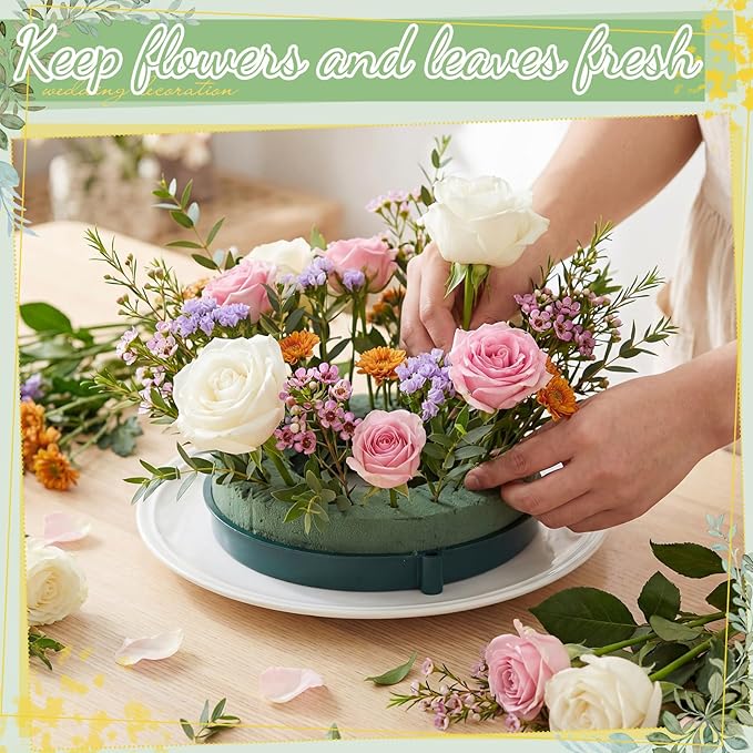 Joyfolk 10 Pcs 6 Inch Floral Foam Rings Round Green Flower Wet Foam Ring Flower Arrangement Kit for Florist Wedding Decoration for Birthdays, Home, Parties